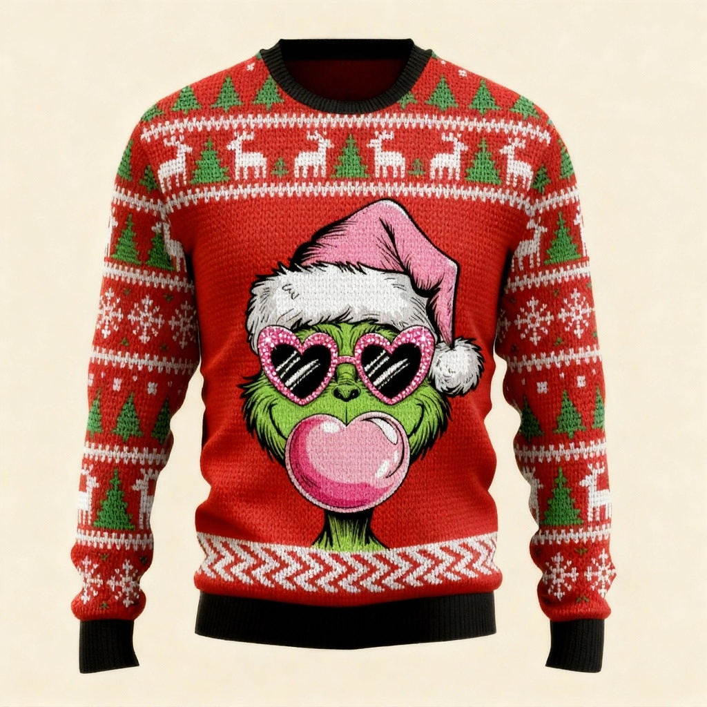 Mirla | Zany Xmas Mönstertryck Tröja - Ful & Mysig Unisex Tröja-Eva Jonsson