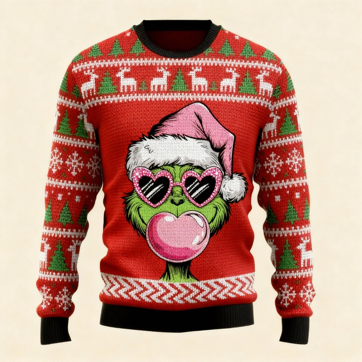 Mirla | Zany Xmas Mönstertryck Tröja - Ful & Mysig Unisex Tröja-Eva Jonsson