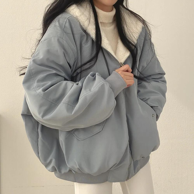 Evie Oversized Bomberjacka | Dubbelsidig vinterjacka för kvinnor-Eva Jonsson
