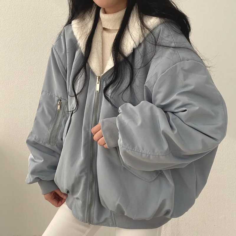 Evie Oversized Bomberjacka | Dubbelsidig vinterjacka för kvinnor-Eva Jonsson