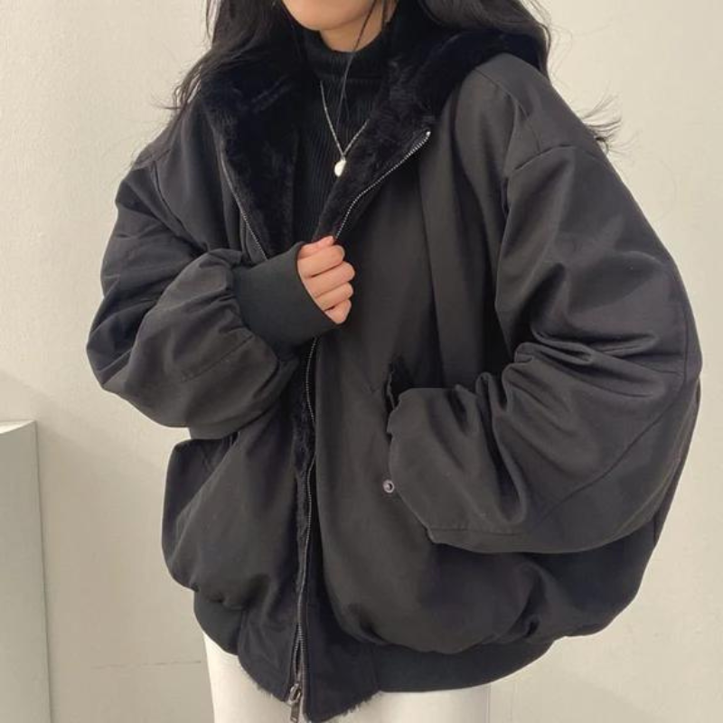 Evie Oversized Bomberjacka | Dubbelsidig vinterjacka för kvinnor-Eva Jonsson