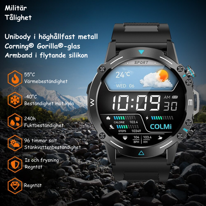 ExploreX militär smartklocka | sportklocka för män med hälsoövervakning-Eva Jonsson
