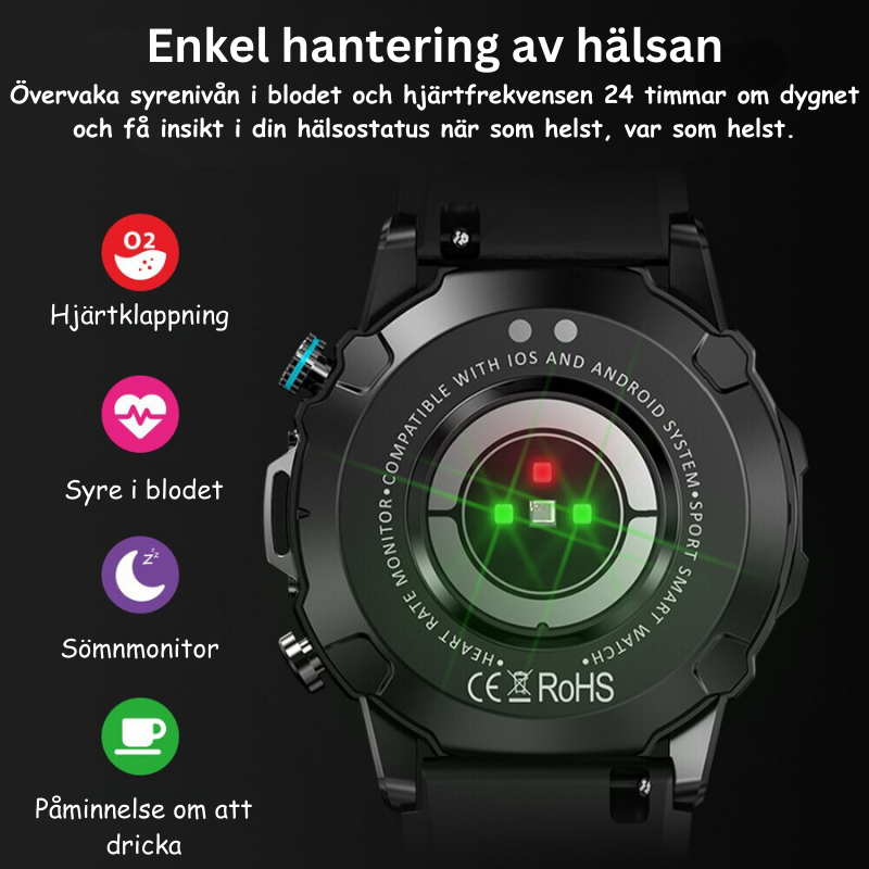 ExploreX militär smartklocka | sportklocka för män med hälsoövervakning-Eva Jonsson