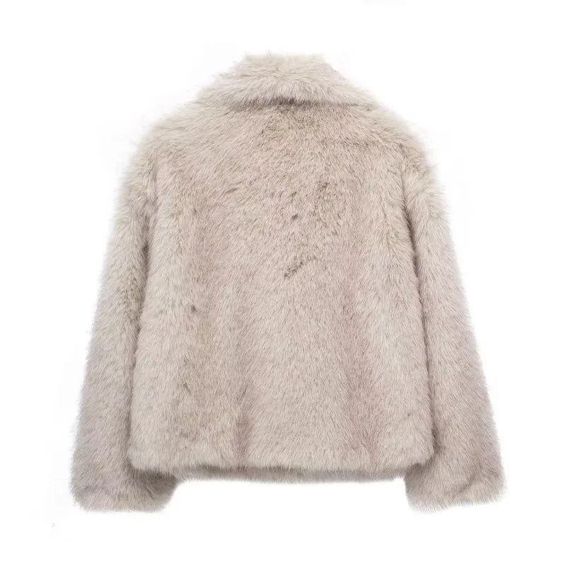 Fake Fur Jacket - Varm - Fluffig - Kort Faux Fur Coat - Pälsjacka Dam-Eva Jonsson