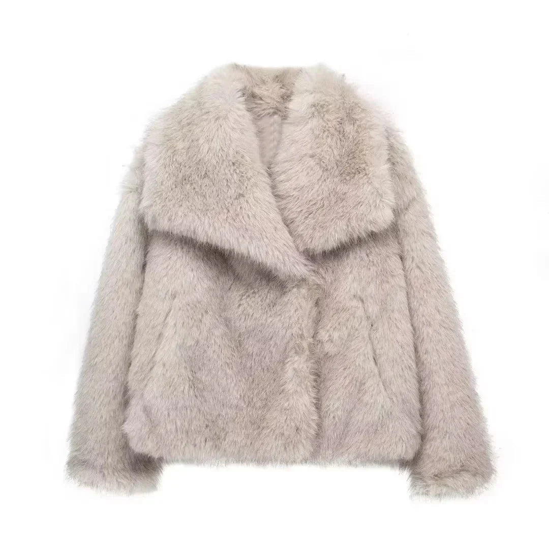 Fake Fur Jacket - Varm - Fluffig - Kort Faux Fur Coat - Pälsjacka Dam-Eva Jonsson
