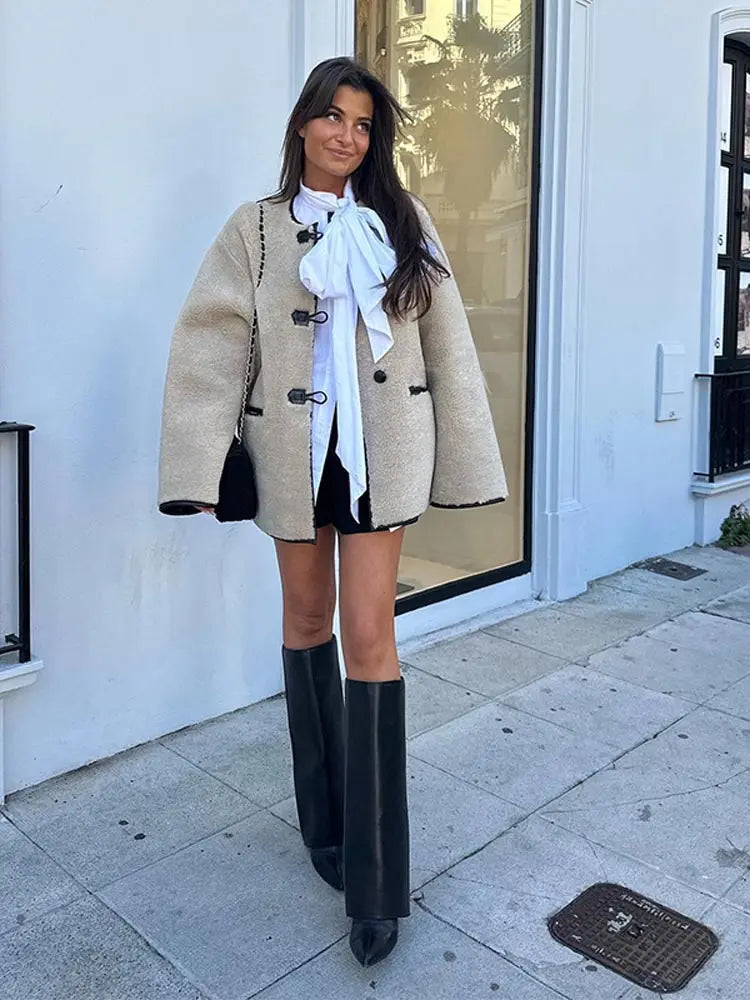 Faux Fur Coat | Cream | Varm | Fake Fur Jacka | Vinterjacka för kvinnor-Eva Jonsson