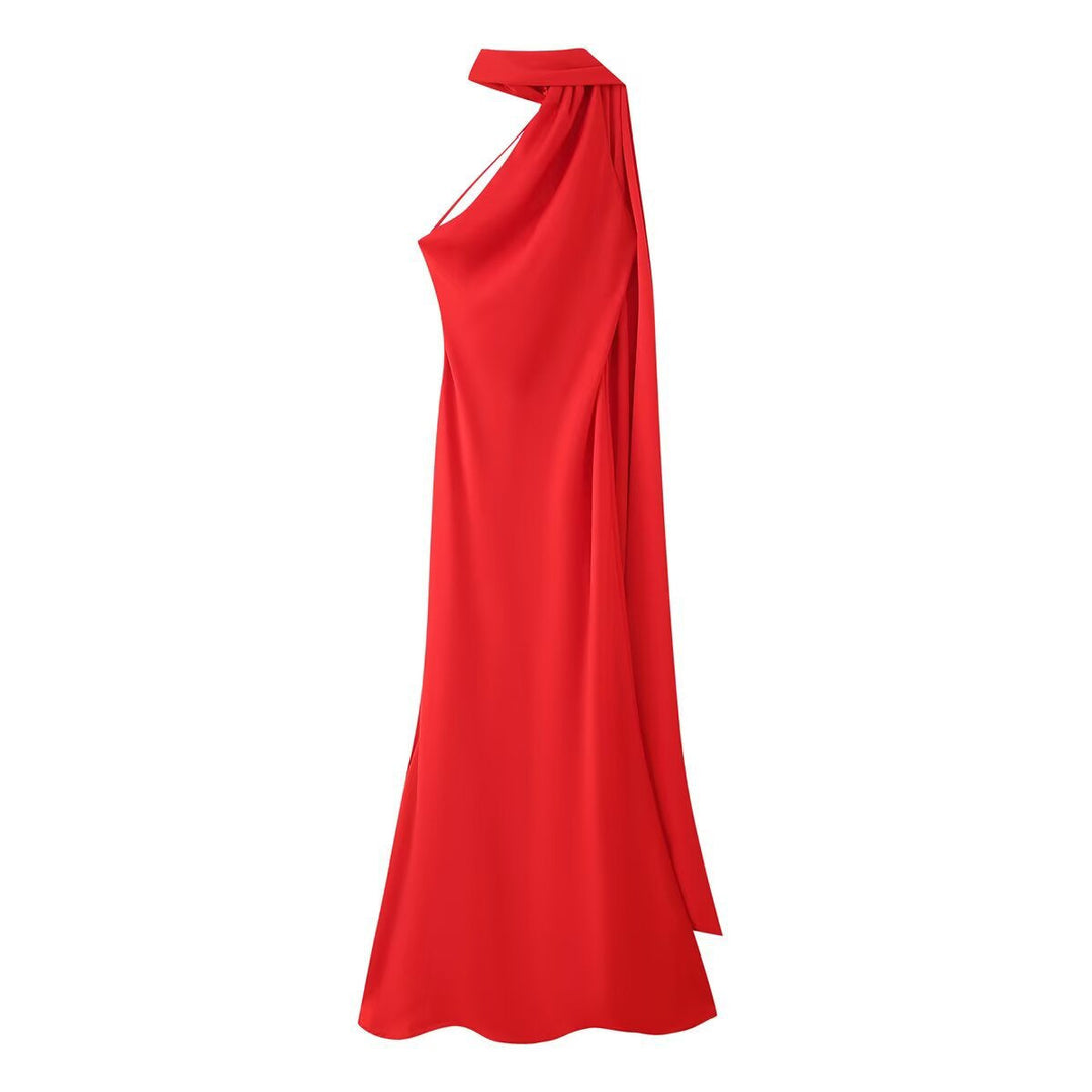 Femme Halter Neck Maxi Klänning med Sidslits Mirla-Eva Jonsson