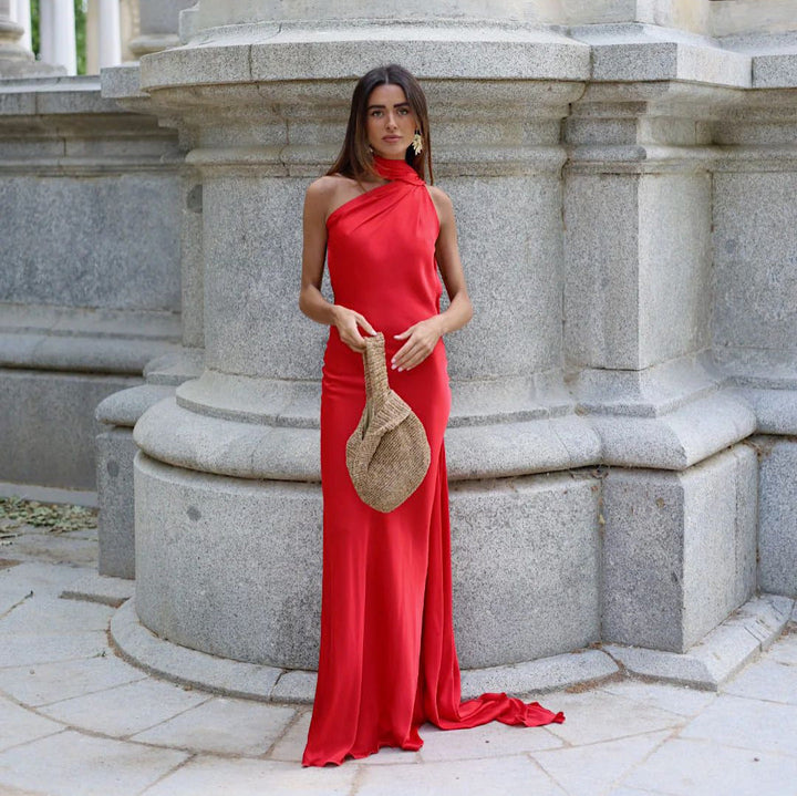 Femme Halter Neck Maxi Klänning med Sidslits Mirla-Eva Jonsson