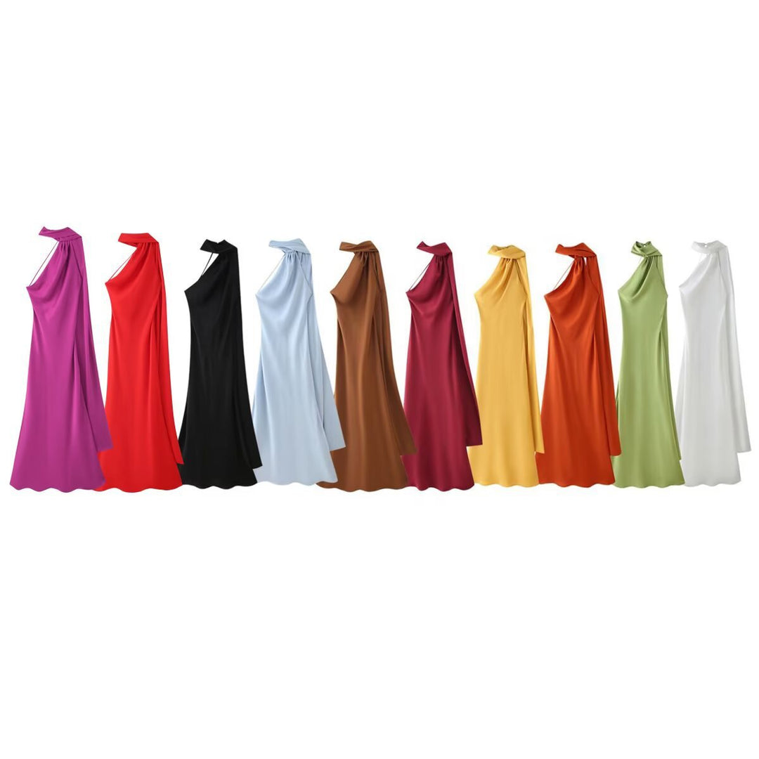 Femme Halter Neck Maxi Klänning med Sidslits Mirla-Eva Jonsson