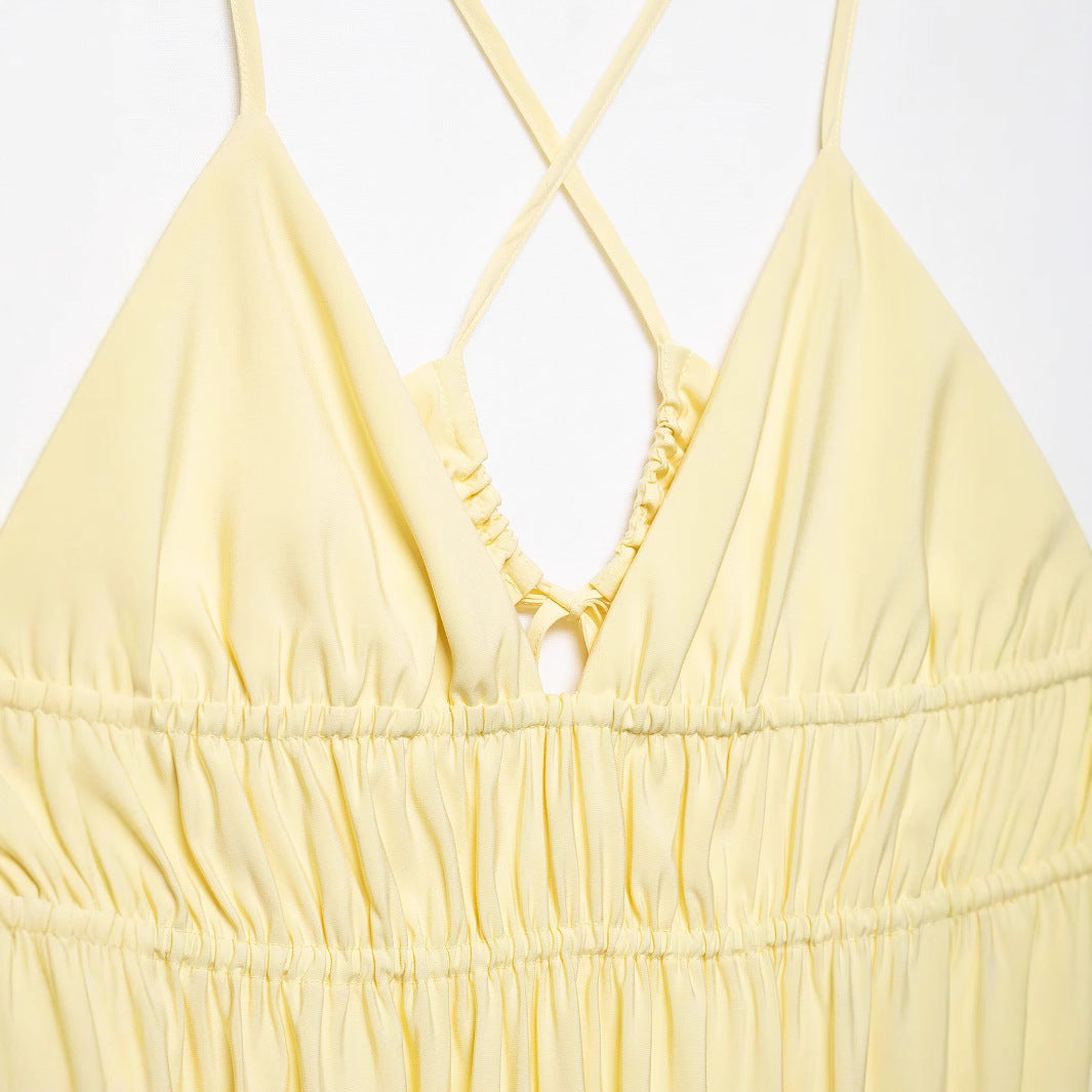 Femme Justerbar Spaghetti-top Maxi-klänning med Rynkad Överdel Mirla-Eva Jonsson