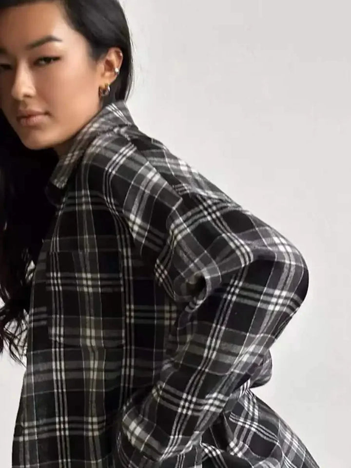 Flanellskjorta - Bomull - Rutig - Oversized skjorta - Flanellskjortor för dam-Eva Jonsson