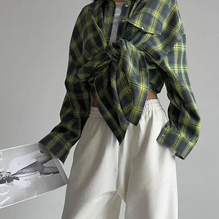 Flanellskjorta - Bomull - Rutig - Oversized skjorta - Flanellskjortor för dam-Eva Jonsson