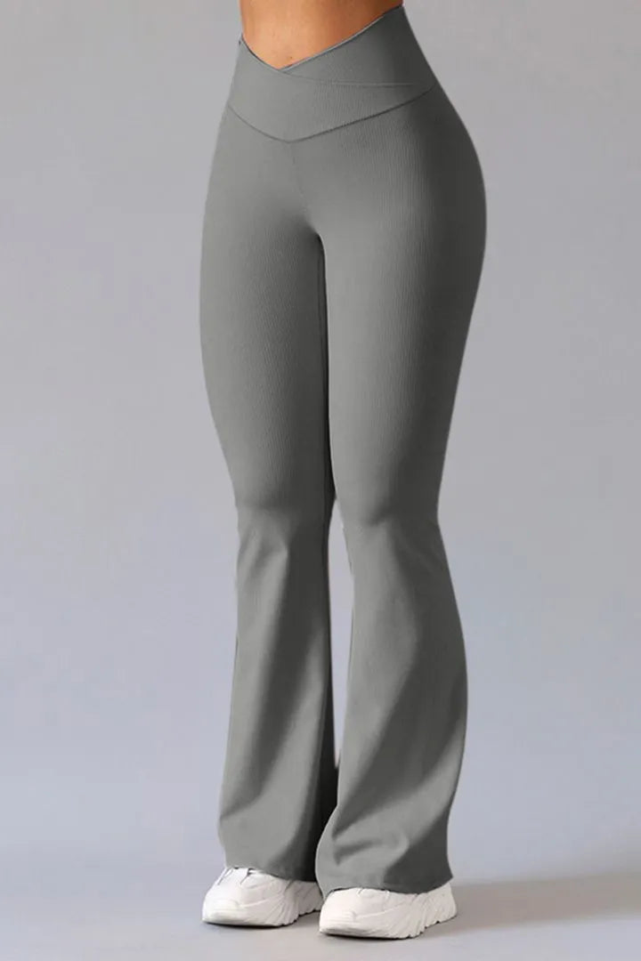 Flared Leggings - Damleggings med hög midja och V-ringning-Eva Jonsson