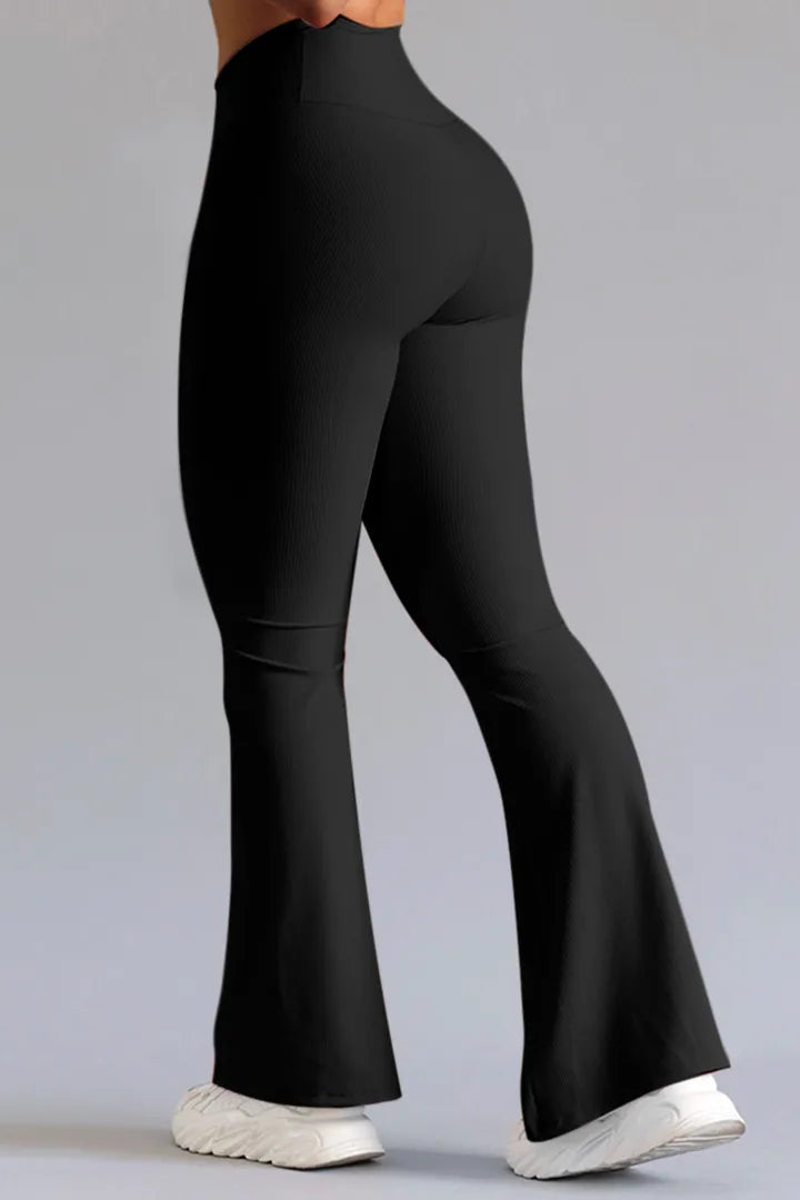 Flared Leggings - Damleggings med hög midja och V-ringning-Eva Jonsson