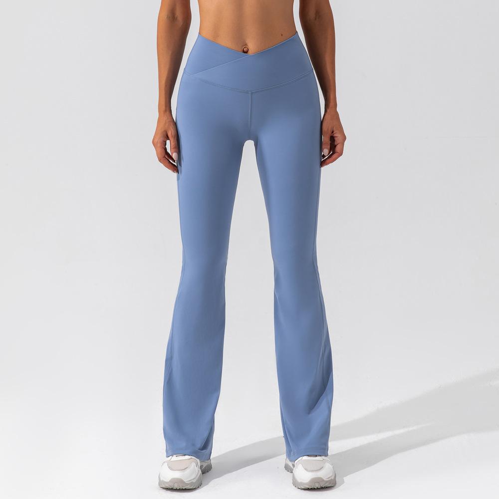 Flared Leggings - Damleggings med hög midja och V-ringning-Eva Jonsson