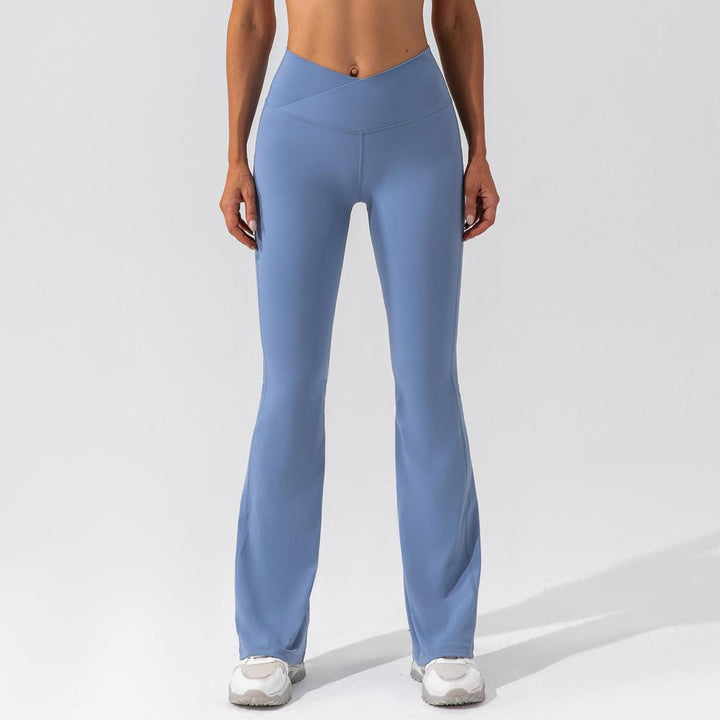 Flared Leggings - Damleggings med hög midja och V-ringning-Eva Jonsson