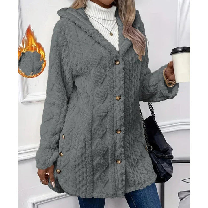 Fleece Kofta - Mellanlång - Huva - Fleecejacka - Damkläder-Eva Jonsson