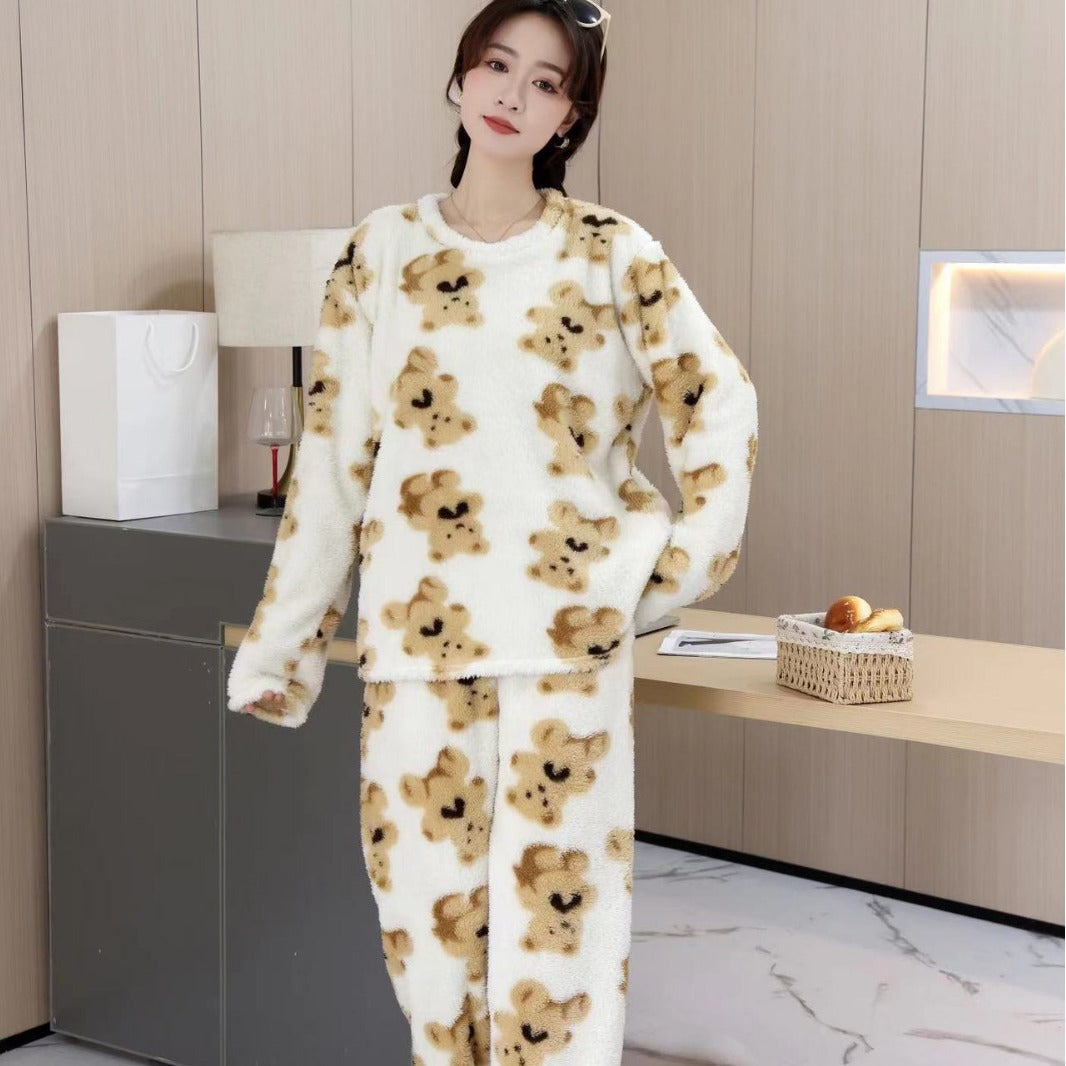 Fleece Pyjamas | Långärmad | Teddy | Vinterpyjamas | Loungewear för kvinnor-Eva Jonsson