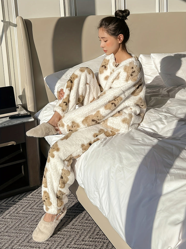 Fleece Pyjamas | Långärmad | Teddy | Vinterpyjamas | Loungewear för kvinnor-Eva Jonsson