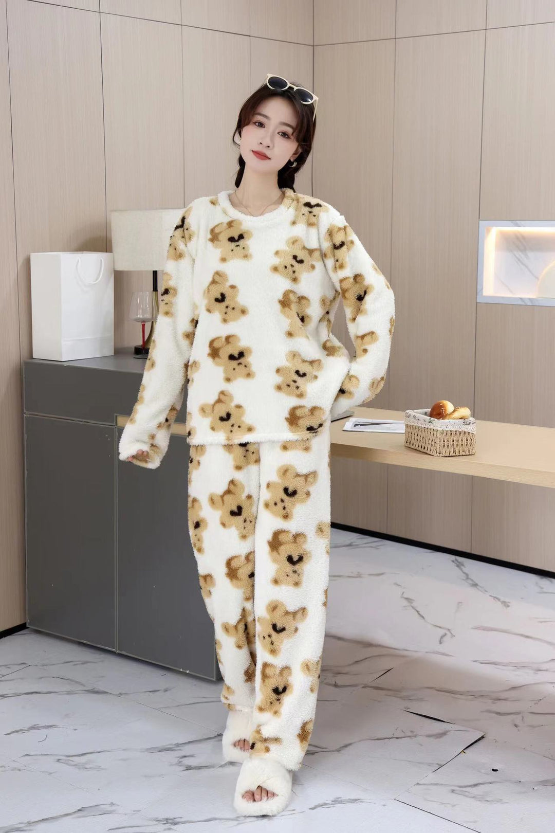 Fleece Pyjamas | Långärmad | Teddy | Vinterpyjamas | Loungewear för kvinnor-Eva Jonsson