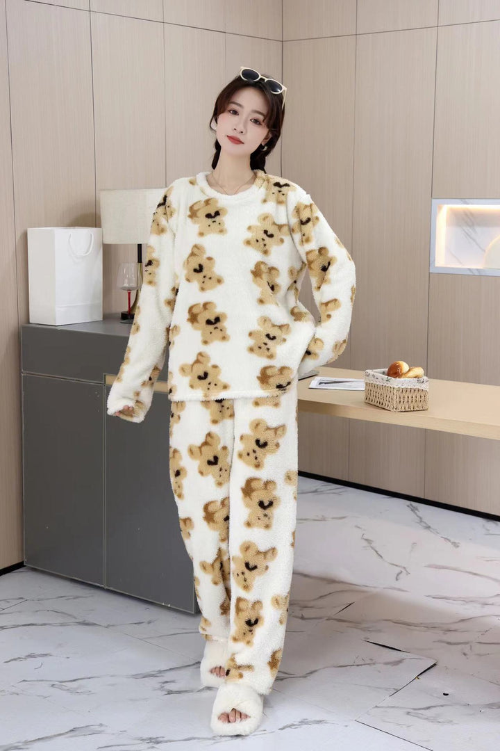 Fleece Pyjamas | Långärmad | Teddy | Vinterpyjamas | Loungewear för kvinnor-Eva Jonsson