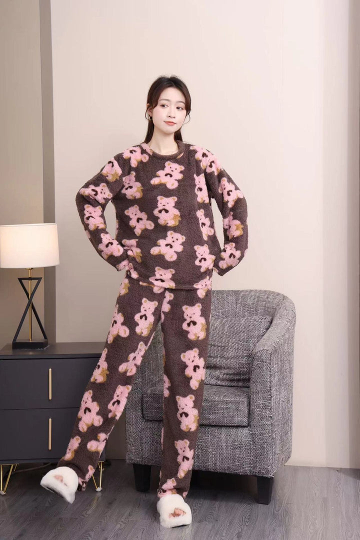 Fleece Pyjamas | Långärmad | Teddy | Vinterpyjamas | Loungewear för kvinnor-Eva Jonsson
