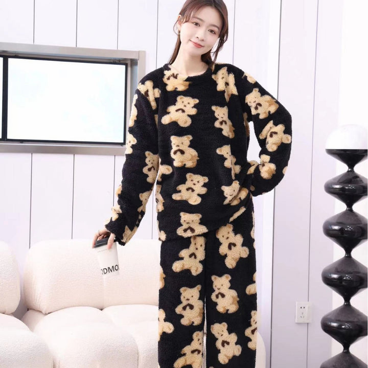 Fleece Pyjamas | Långärmad | Teddy | Vinterpyjamas | Loungewear för kvinnor-Eva Jonsson