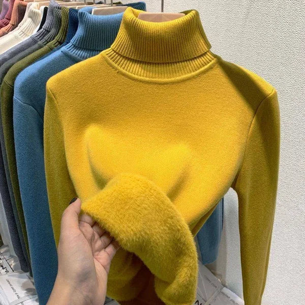Fleece Turtleneck - Stickad - Hög hals - Turtleneck-tröja - Damstickat-Eva Jonsson