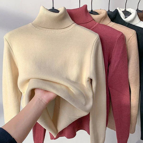 Fleece Turtleneck - Stickad - Hög hals - Turtleneck-tröja - Damstickat-Eva Jonsson