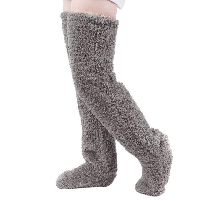Fleece-strumpor - bekväma - över knäet - höga knästrumpor - vinterstrumpor för kvinnor-Eva Jonsson