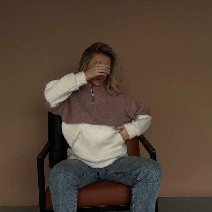 Fleece tröja för damer med hög krage och dragkedja Eva Jonsson-Eva Jonsson