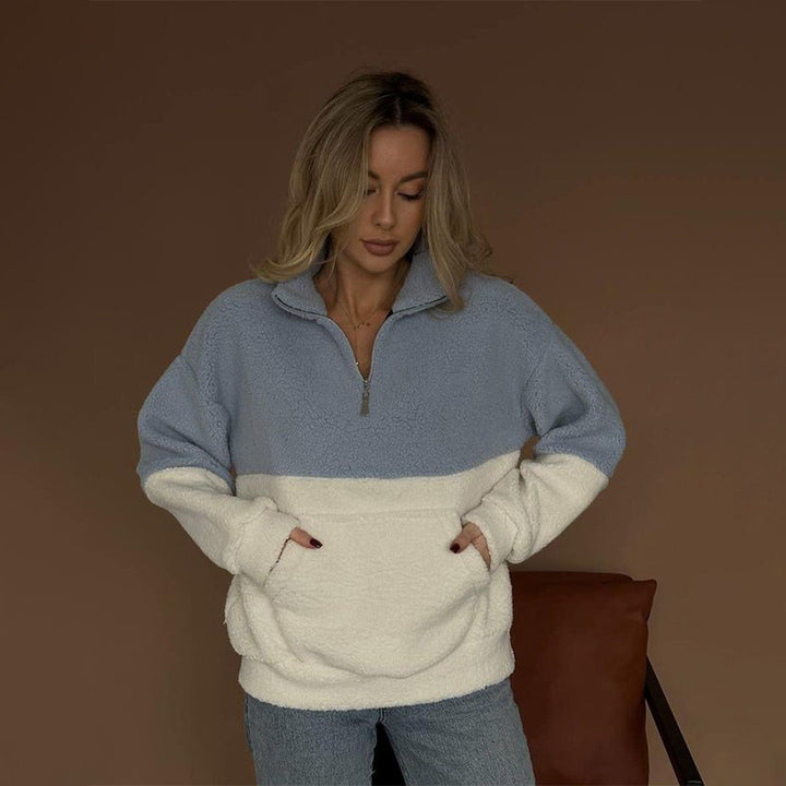 Fleece tröja för damer med hög krage och dragkedja Eva Jonsson-Eva Jonsson