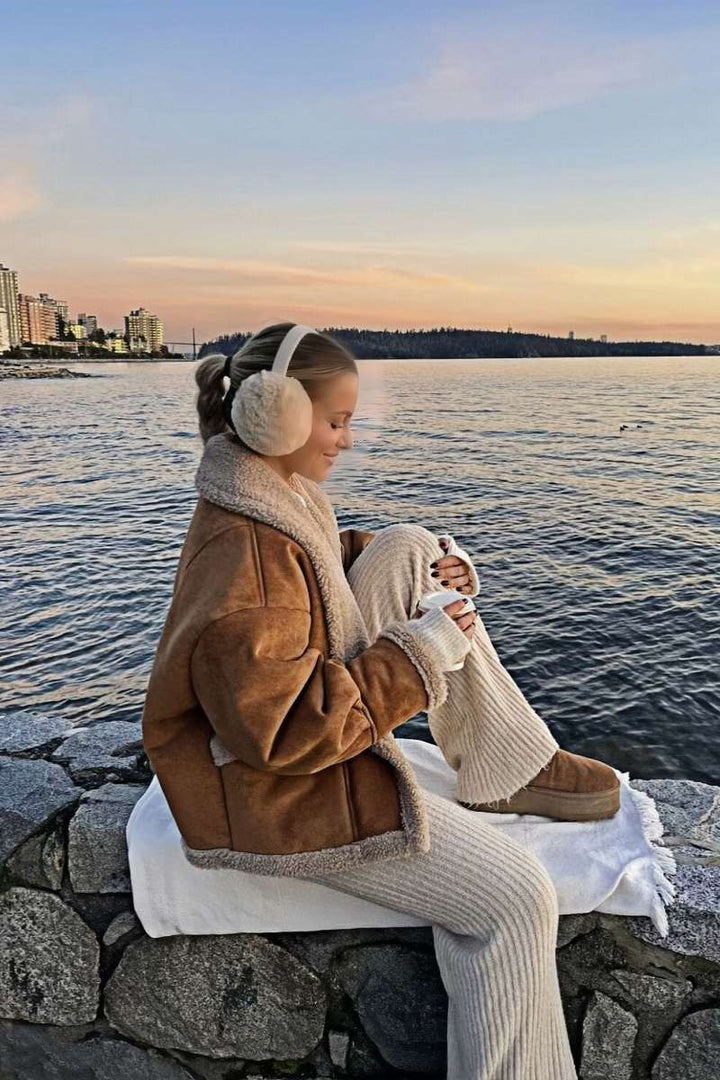 Fleecefodrad jacka - Brun - Teddyfodrad - Vinterjacka i mocka - Vinterjacka för dam-Eva Jonsson