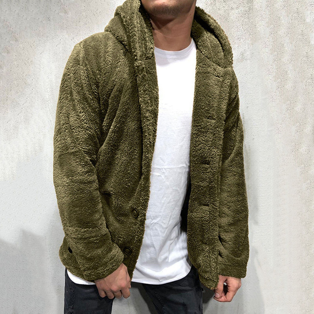 Fleecejacka - Varm - Huva - Teddy Cardigan - Vinterkläder för män-Eva Jonsson