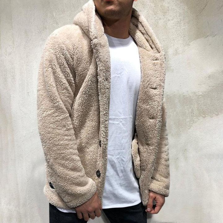 Fleecejacka - Varm - Huva - Teddy Cardigan - Vinterkläder för män-Eva Jonsson