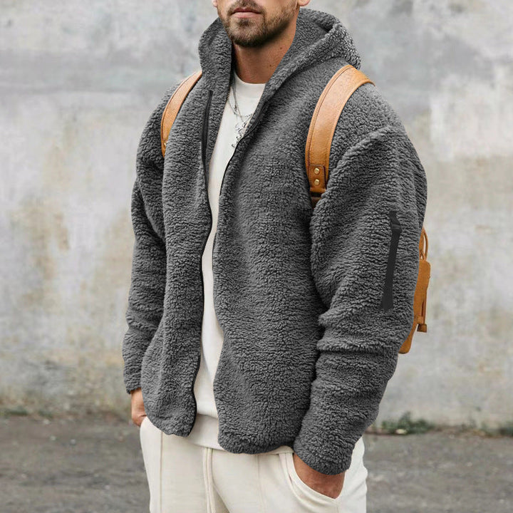 Fleecejacka - Varm - Huva - Teddyfleece - Fleece med dragkedja för män-Eva Jonsson