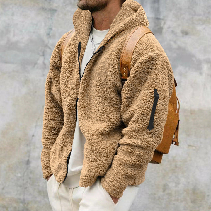 Fleecejacka - Varm - Huva - Teddyfleece - Fleece med dragkedja för män-Eva Jonsson