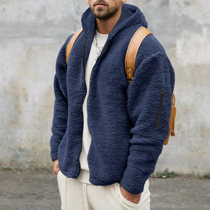 Fleecejacka - Varm - Huva - Teddyfleece - Fleece med dragkedja för män-Eva Jonsson