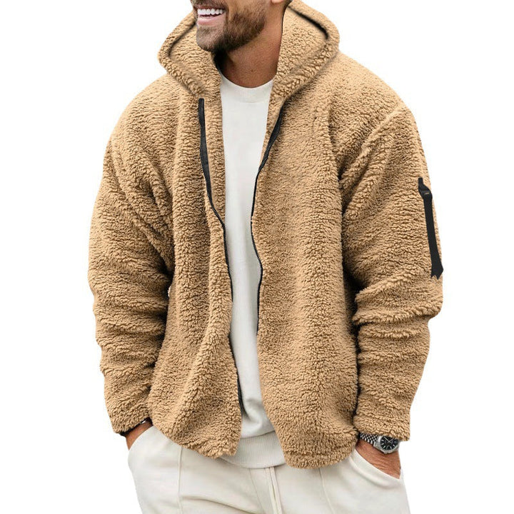 Fleecejacka - Varm - Huva - Teddyfleece - Fleece med dragkedja för män-Eva Jonsson