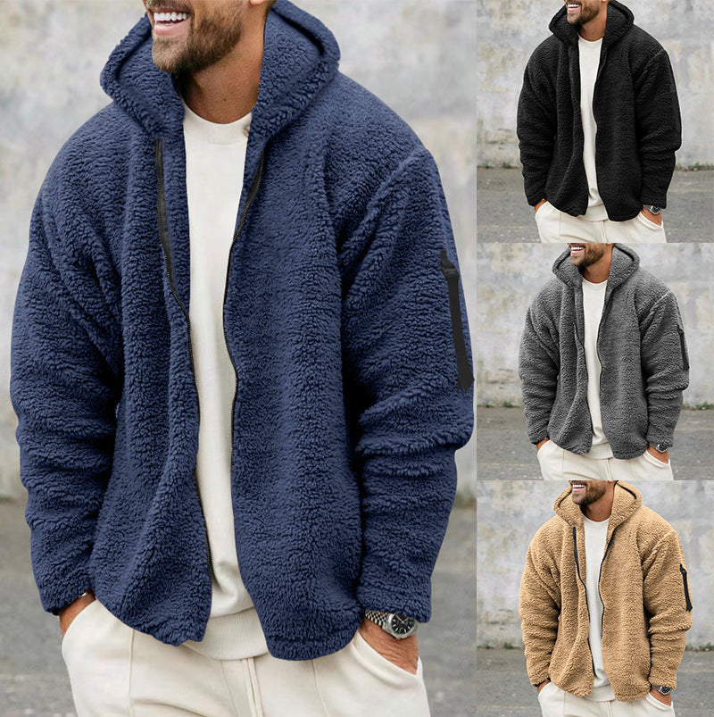 Fleecejacka - Varm - Huva - Teddyfleece - Fleece med dragkedja för män-Eva Jonsson