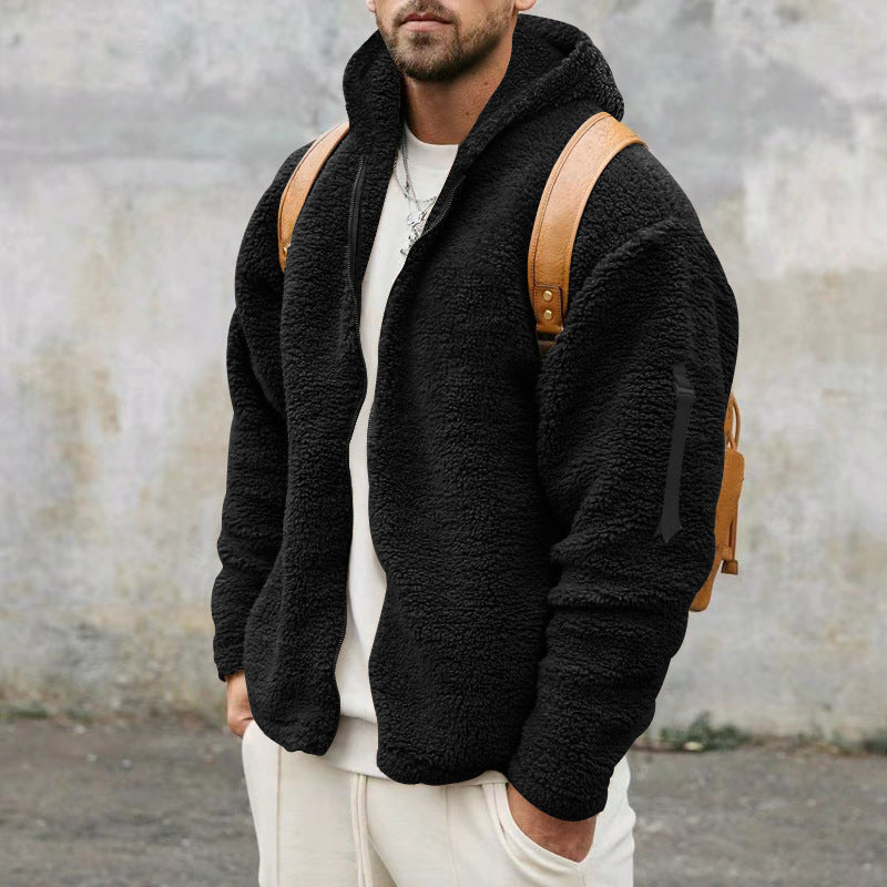 Fleecejacka - Varm - Huva - Teddyfleece - Fleece med dragkedja för män-Eva Jonsson