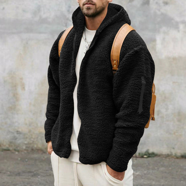 Fleecejacka - Varm - Huva - Teddyfleece - Fleece med dragkedja för män-Eva Jonsson