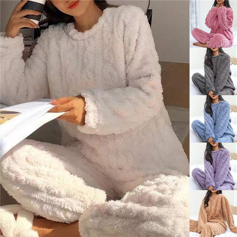 Fleecepyjamas | Långärmad | Varm | Fluffig pyjamas | Loungewear för kvinnor-Eva Jonsson