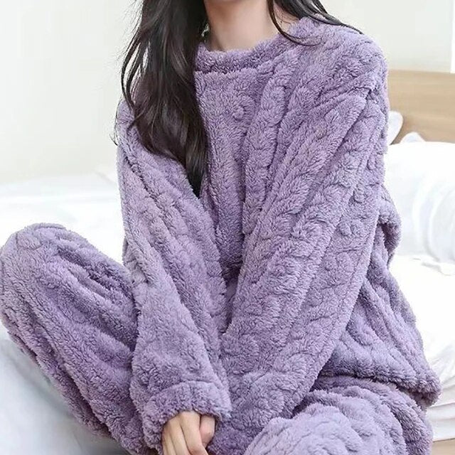 Fleecepyjamas - Varm - Tvådelad - Vinterpyjamas - Loungewear för damer-Eva Jonsson