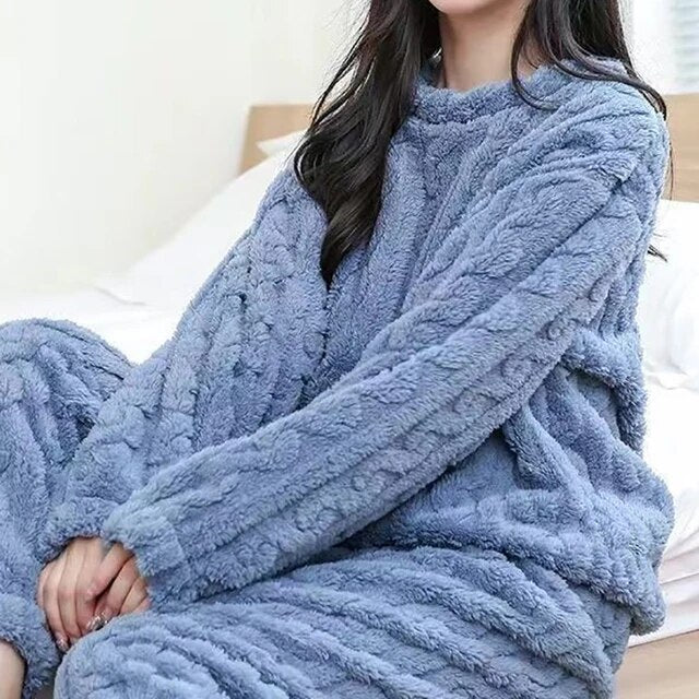 Fleecepyjamas - Varm - Tvådelad - Vinterpyjamas - Loungewear för damer-Eva Jonsson
