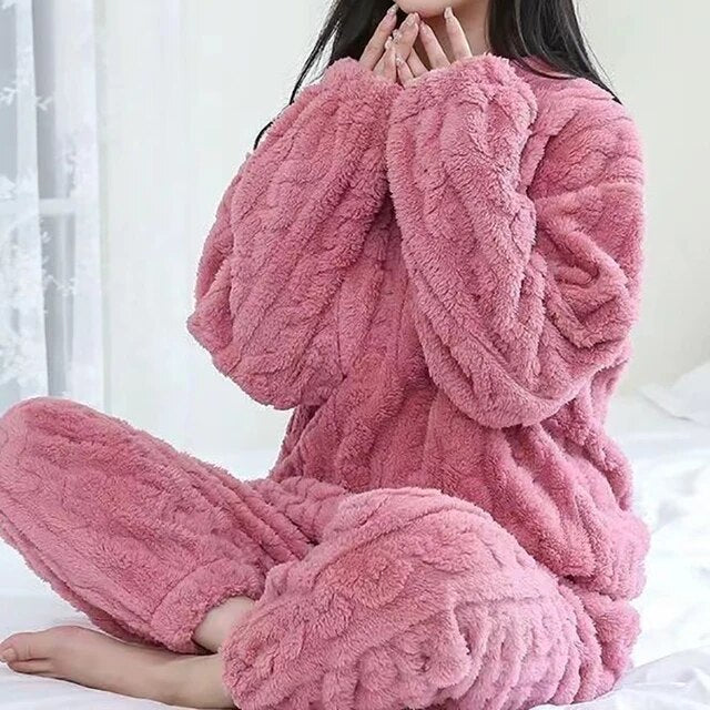 Fleecepyjamas - Varm - Tvådelad - Vinterpyjamas - Loungewear för damer-Eva Jonsson