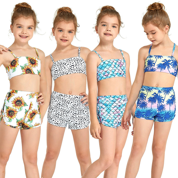 Flickor bikini-set med modernt crop-top och högskurna shorts Mirla-Eva Jonsson