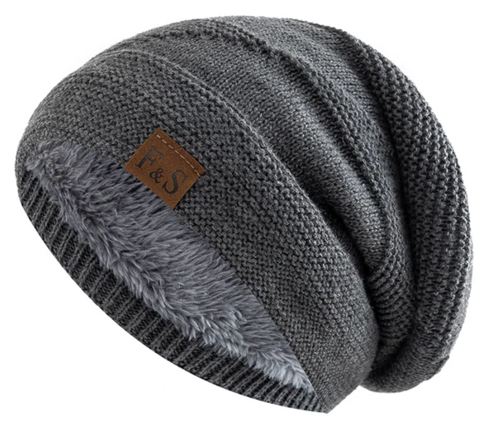 Floppy Beanie - Varm pälsfodrad slouchmössa för herrar för vintern-Eva Jonsson