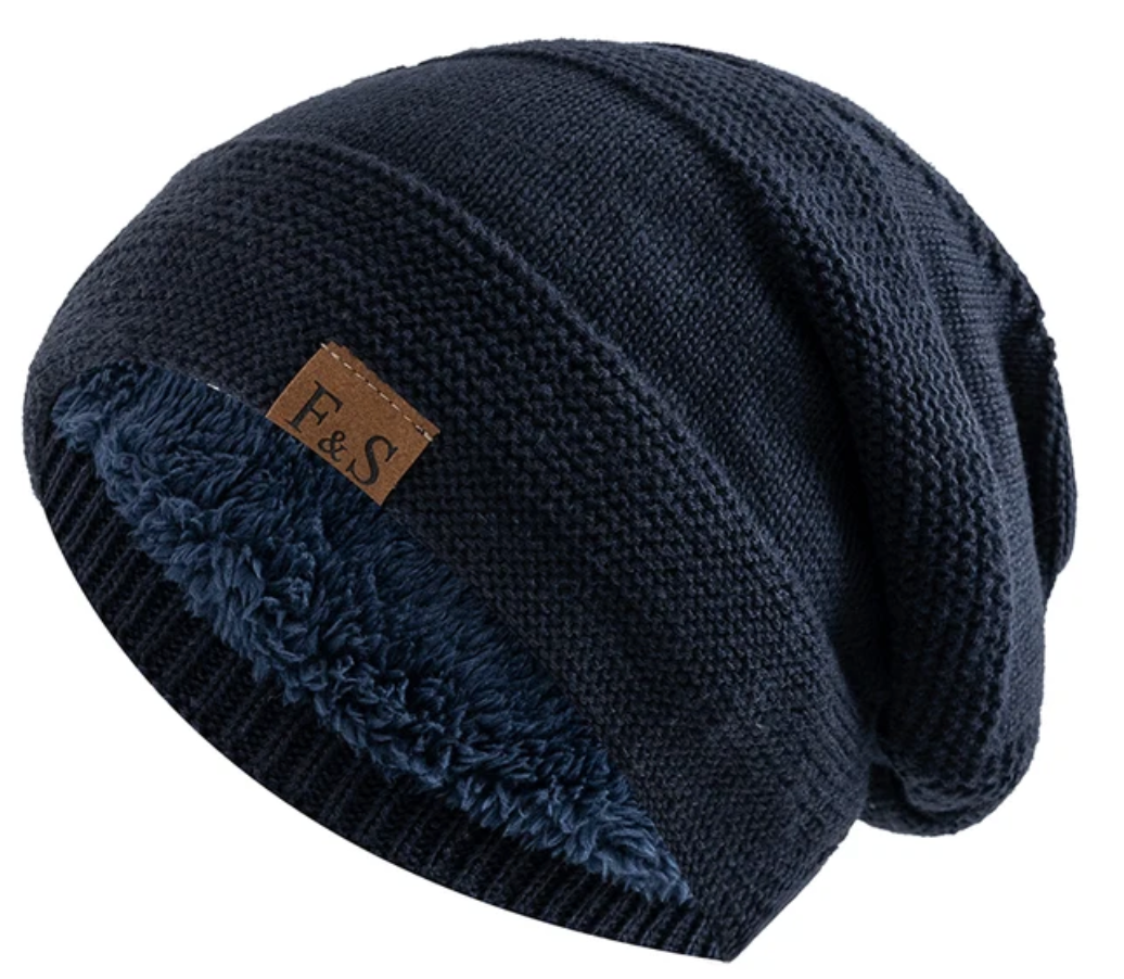 Floppy Beanie - Varm pälsfodrad slouchmössa för herrar för vintern-Eva Jonsson