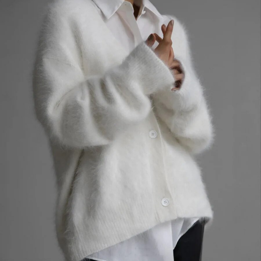 Fluffig kofta - Oversized - Knappslå - Stickad kofta - Damstickat-Eva Jonsson